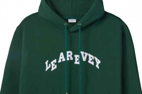 LE AREVEY ARCH LOGO HOODIE DEEP GREEN