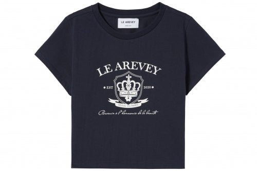 CROWN SYMBOL LOGO CROPPED T-SHIRT NAVY [WOMAN]