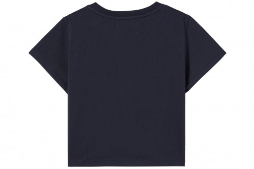 CROWN SYMBOL LOGO CROPPED T-SHIRT NAVY [WOMAN]