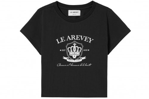 CROWN SYMBOL LOGO CROPPED T-SHIRT BLACK [WOMAN]