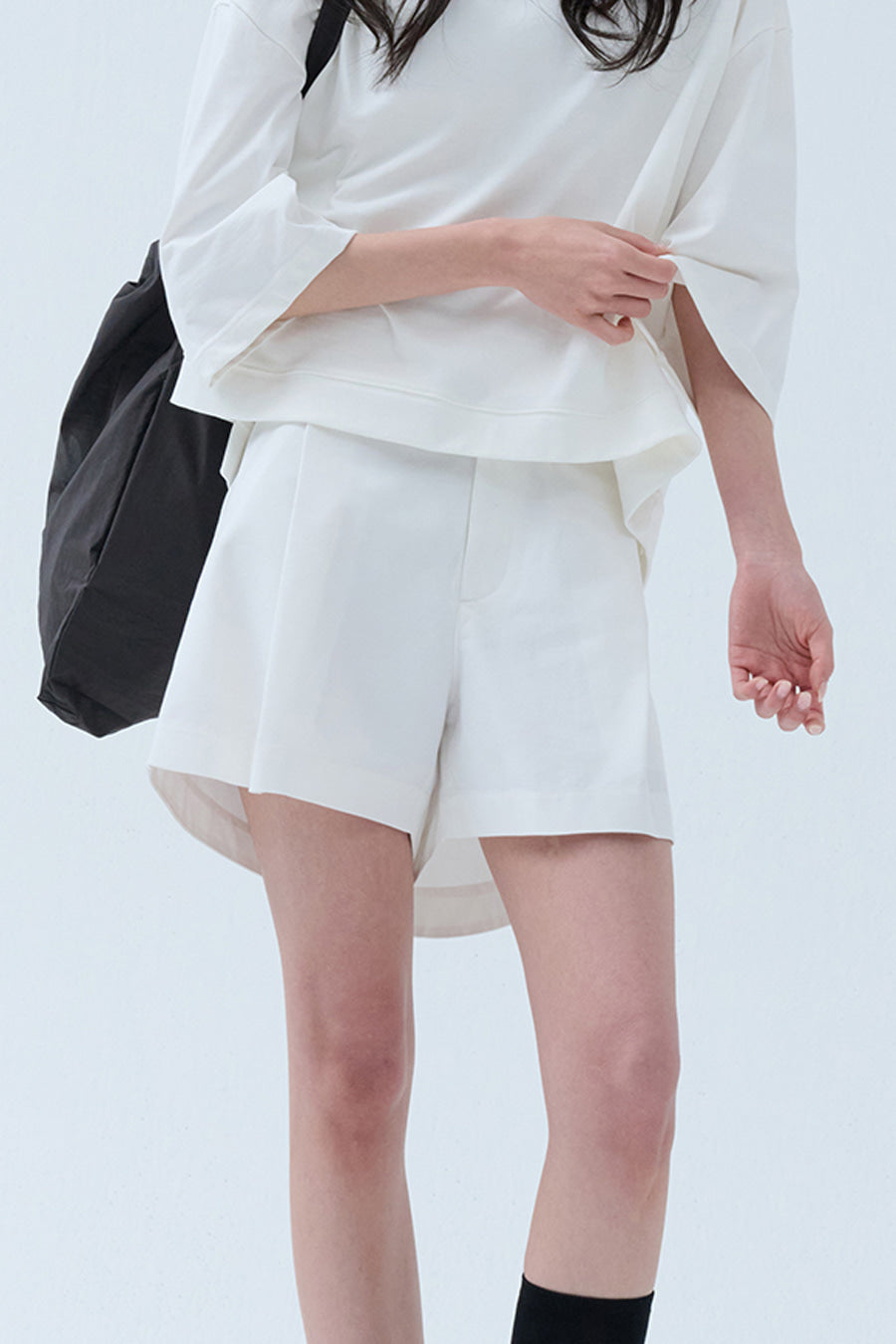 Trench Twill Bermuda Tailored Pants — Off White
