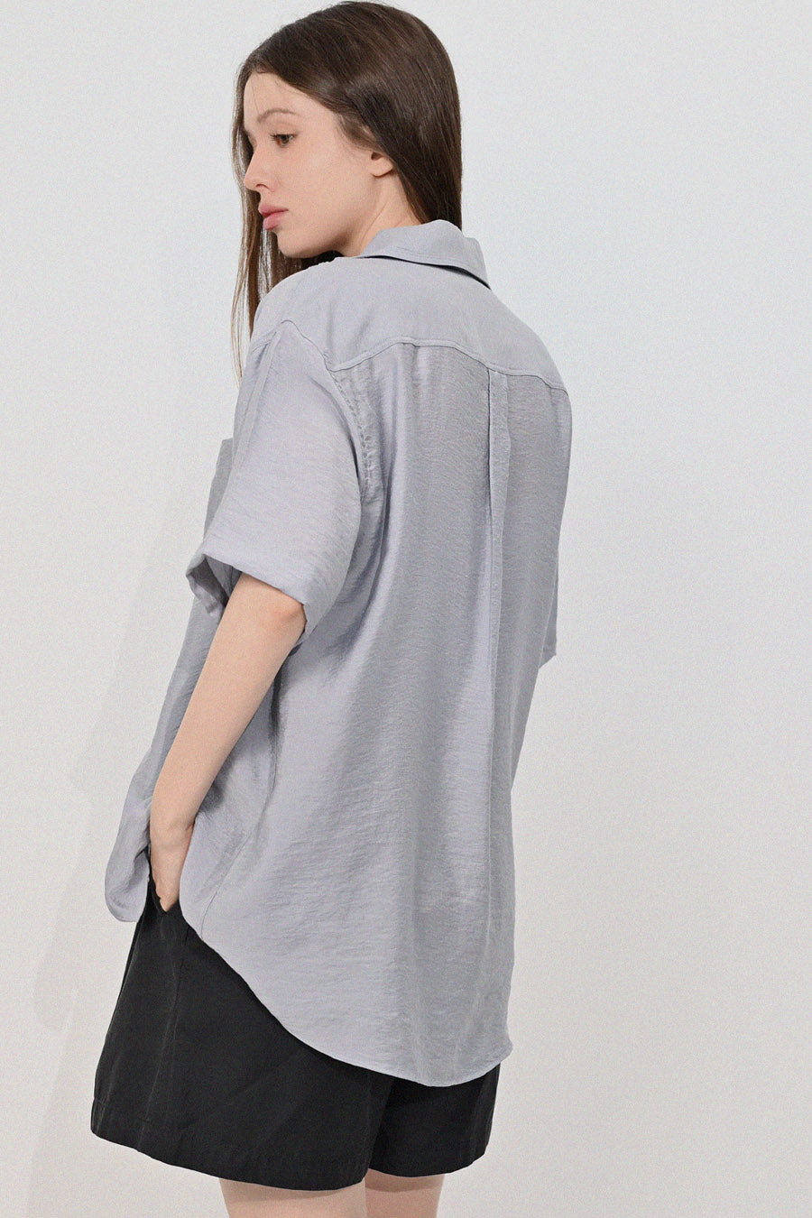 Open Collar Linen Shirt — Grain (Women's)
