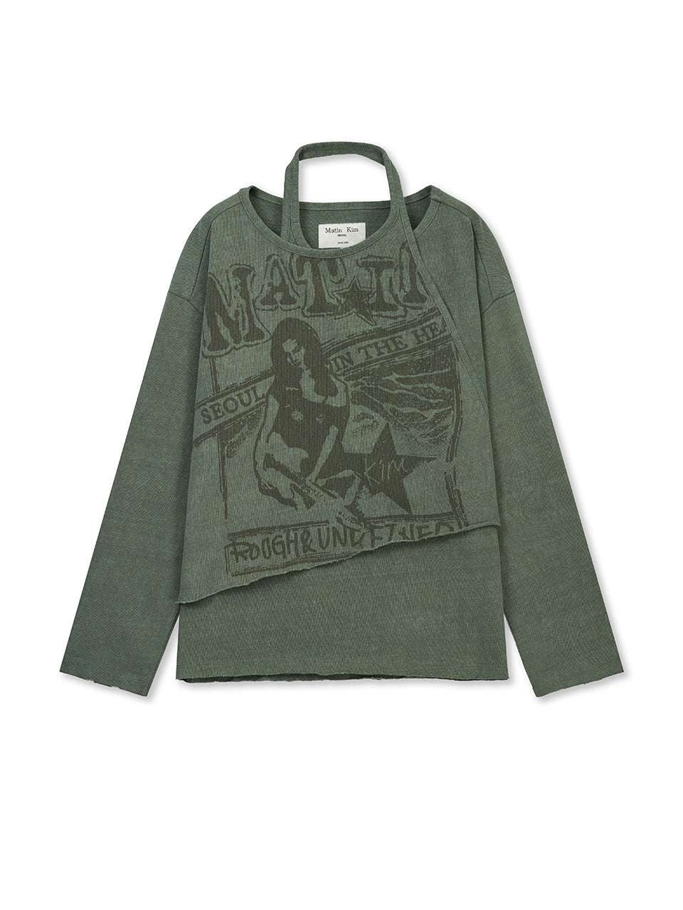 Vintage Graphic Layered Top — Khaki